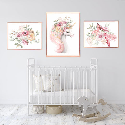 Nursery Decor Girl Unicorn - Nursery Wall Art Unicorn - Girl Nursery Decor - Wall Prints