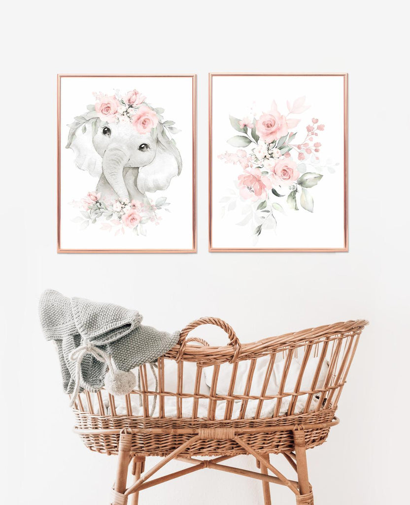 cute elephant baby wall print