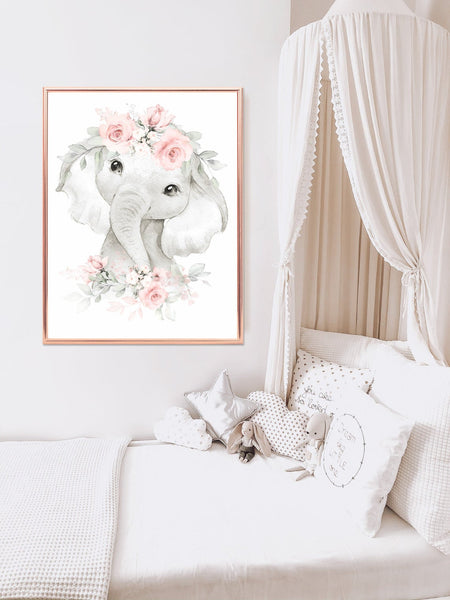 baby girls elephant wall print