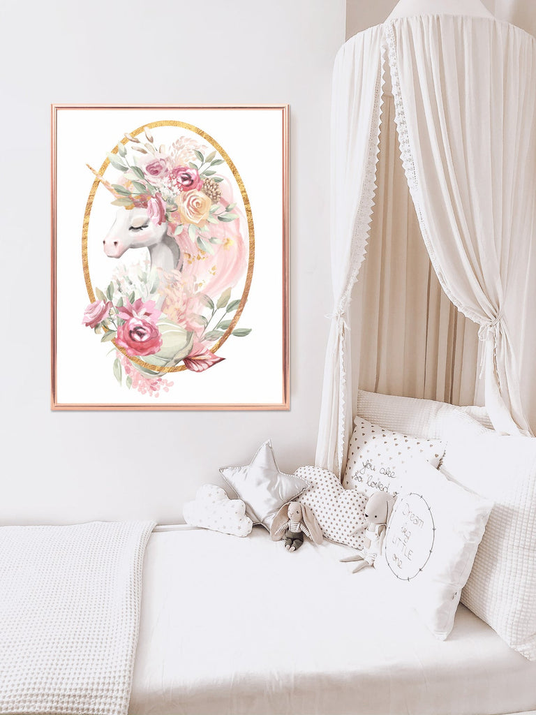 unicorn baby room wall print girls