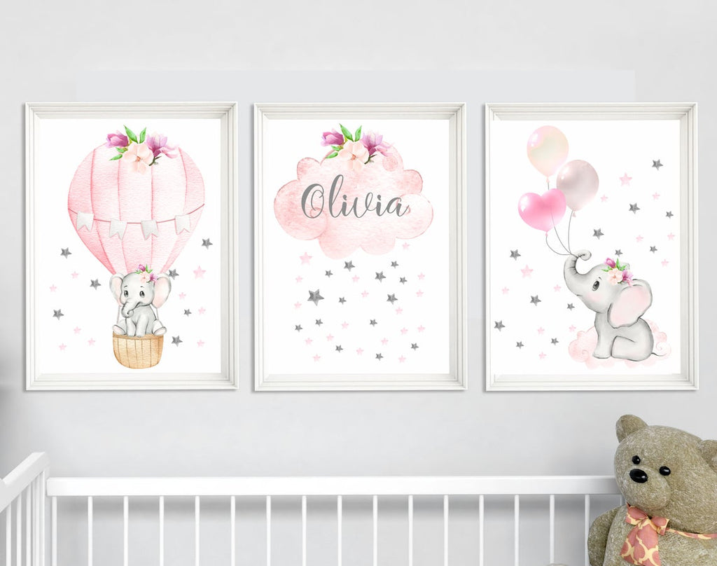 baby girls nursery wall print monogrammed