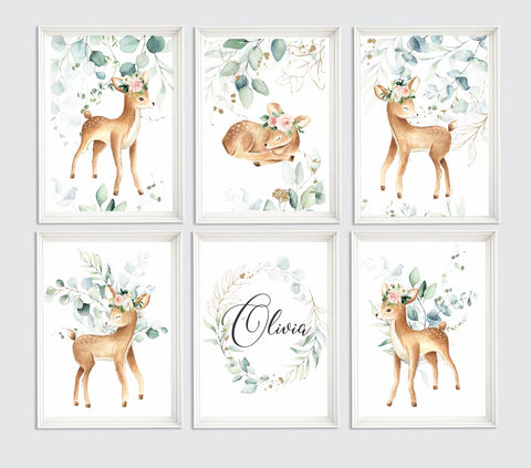 Nursery Wall Art - Nursery Wall Decor - Deer Animals - Forest Nursery Wall Art