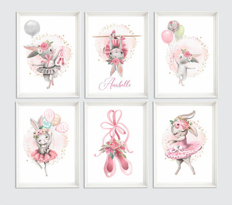 Ballerina Wall Prints - Baby Girls Room Wall Decor - Wall Hangings for Kids Room