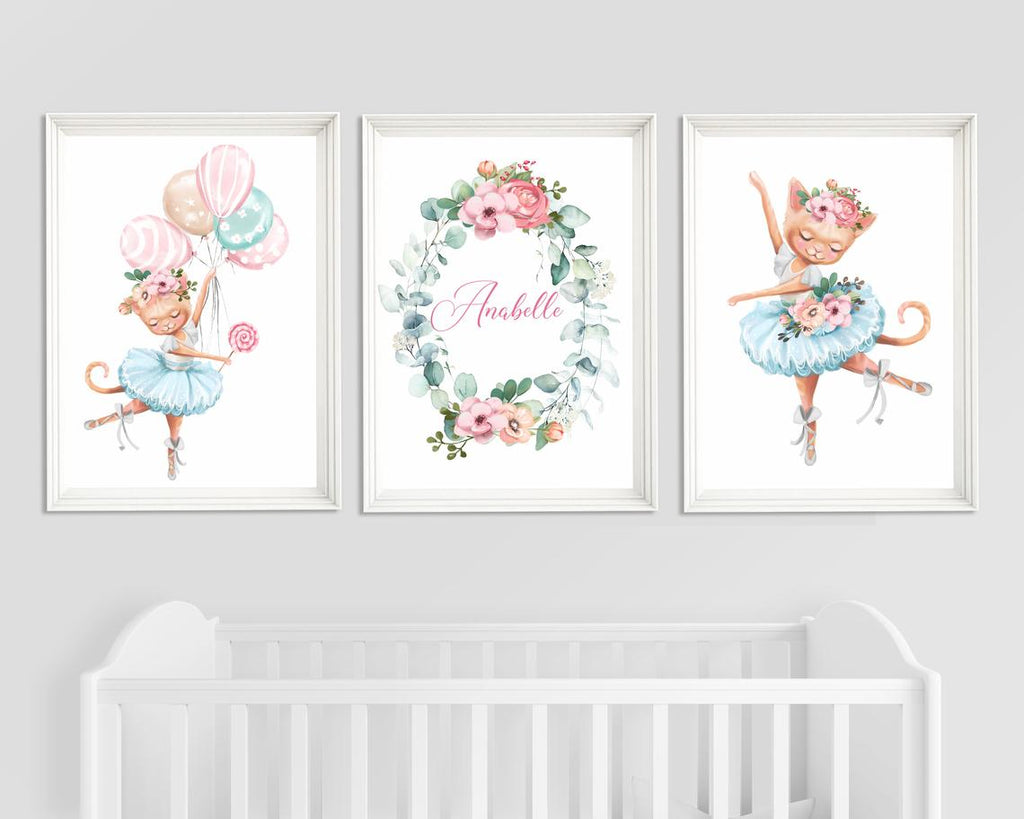 cute ballerina nursery wall print