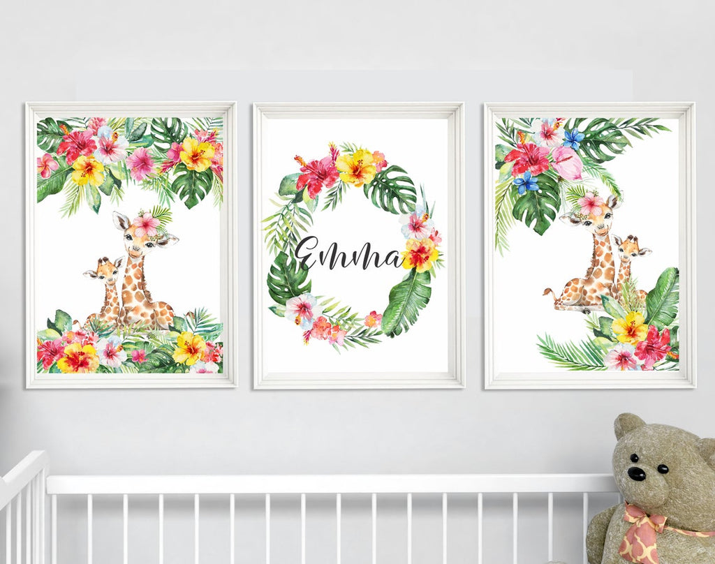 tropical flowers baby prints