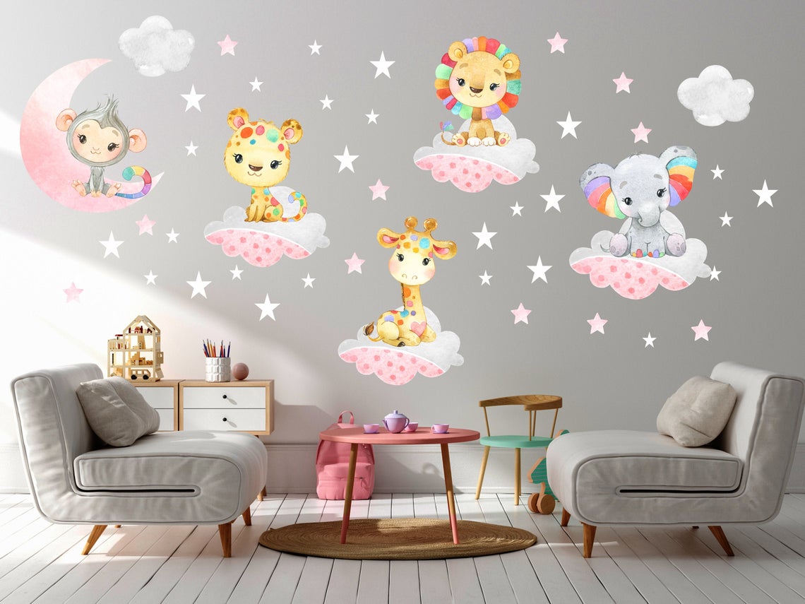 Unicorn Kids Room Decoration, Cute Unicorn Wall Stickers, Watercolour Unicorn  Vinyl Decal, Nursery Unicorn Wall Stickers Girls Bedroom Gift