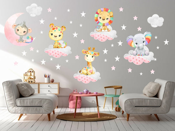 rainbow animal nursery decals